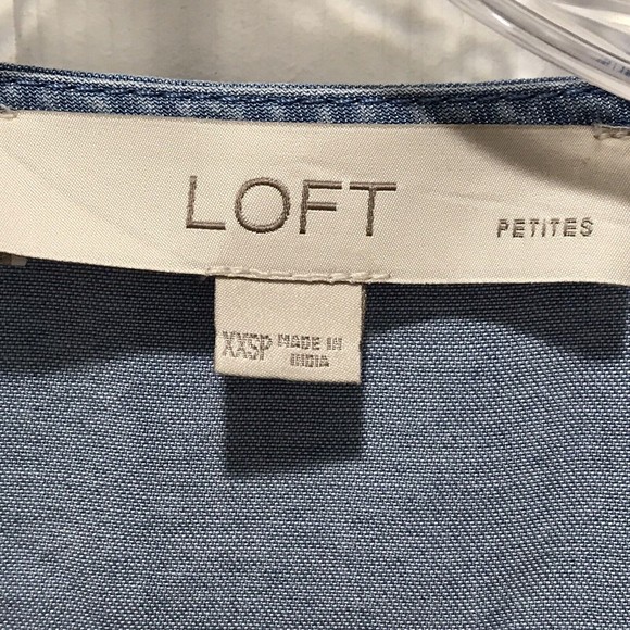 LOFT Chambray Button Tie Front Top Size XXSP - Picture 5 of 10
